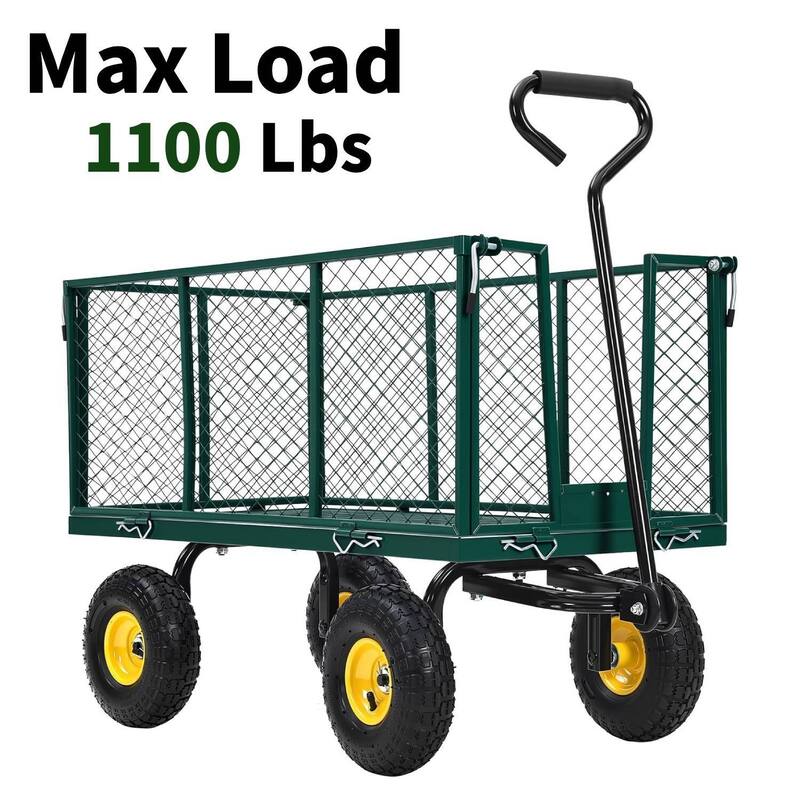 1100 Lbs Capacity Garden Wagon Carts on Wheels for Lawn Garden Yard - Green