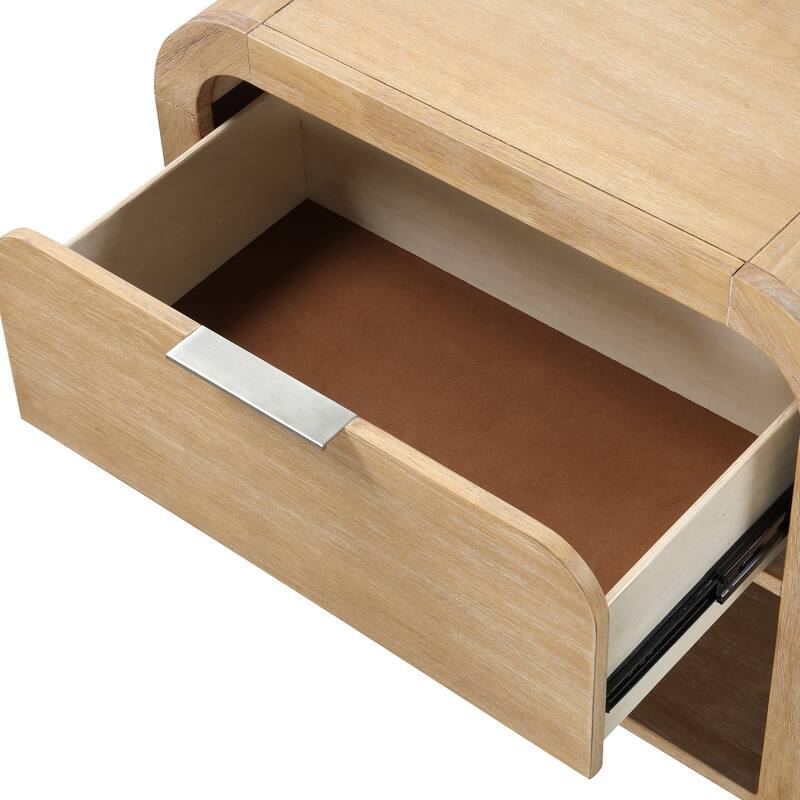 Furniture of America Elowyn Natural Solid Wood 1-Drawer Nightstand with Open Shelf (Set of 2)