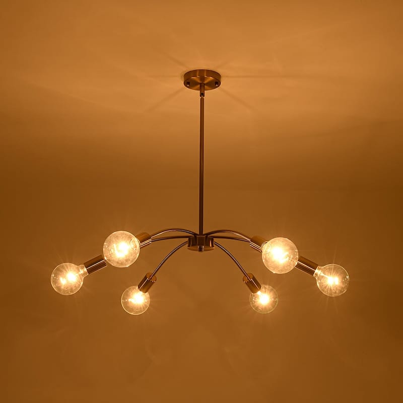 6-Light Mid-century Modern Spider Metal Chandelier - 28.0 in