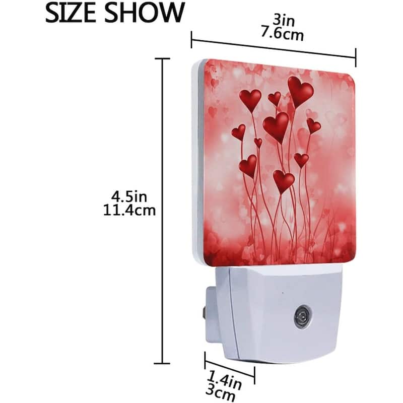Romantic Love Hearts Night Light Set of 2 Valentines Day Plug-in LED - Standard