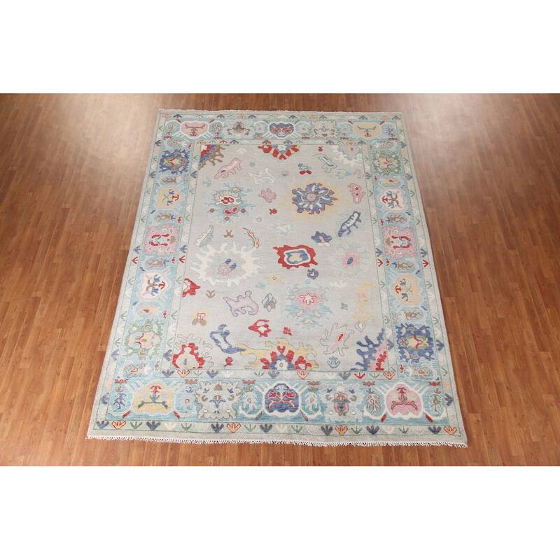 Grey Oushak Oriental Area Rug Handmade Wool Carpet - 9'1"x 11'10"