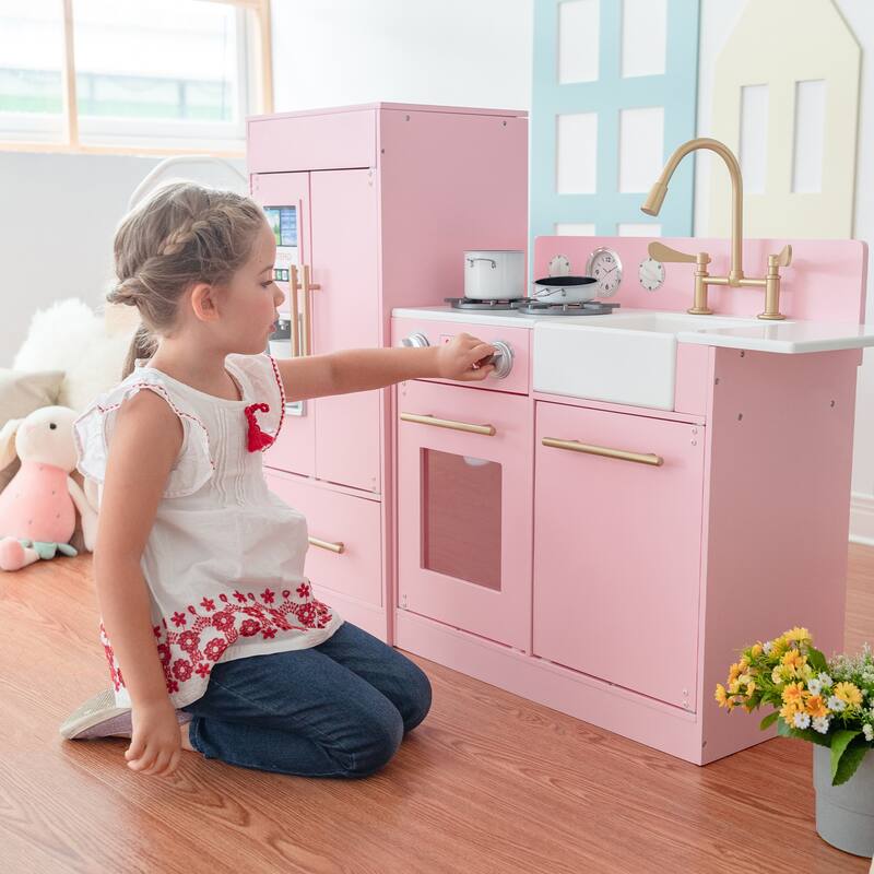Teamson Kids - Little Chef Charlotte Modern Play Kitchen - Pink / Gold
