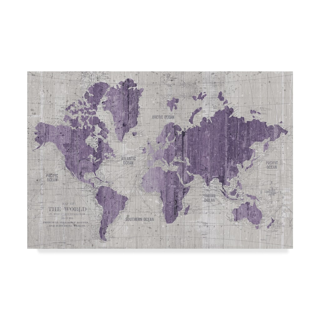 Wild Apple Portfolio 'Old World Map Purple Gray' Canvas Art