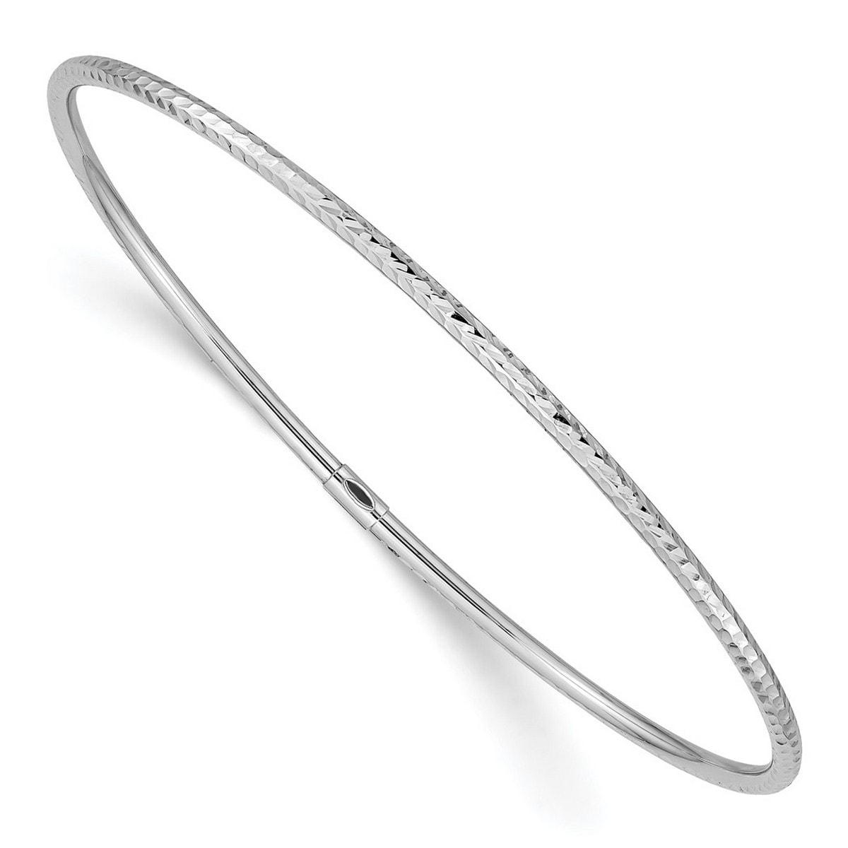 Curata 10k White or Yellow Gold 8" 2mm Diamond-cut Slip on Bangle Bracelet