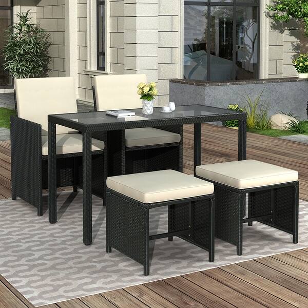 Shop 5 Piece Rattan Outdoor Patio Furniture Set Overstock 31887483