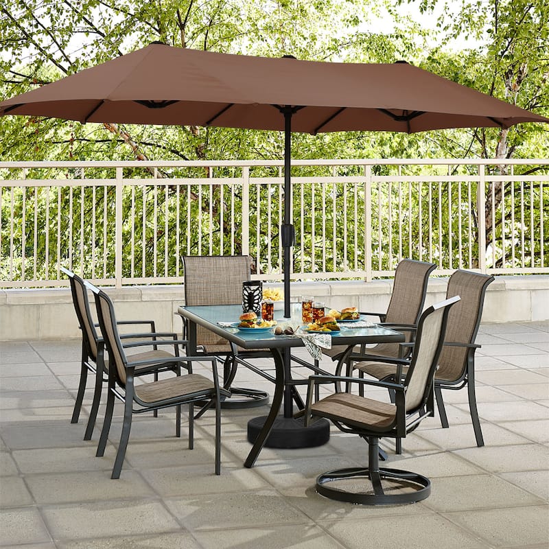 Autlaycil 13 ft Patio Umbrella with Crank For Outdoor Umbrella Base Included - Coffee