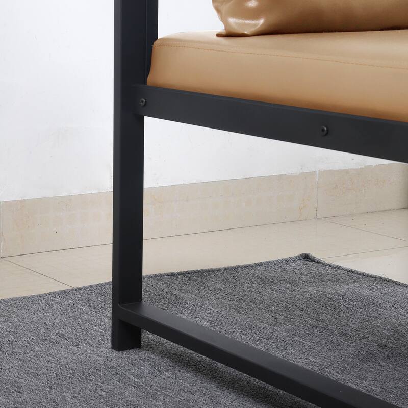 PU Leather Armchair with Metal Frame & Comfortable Cushion