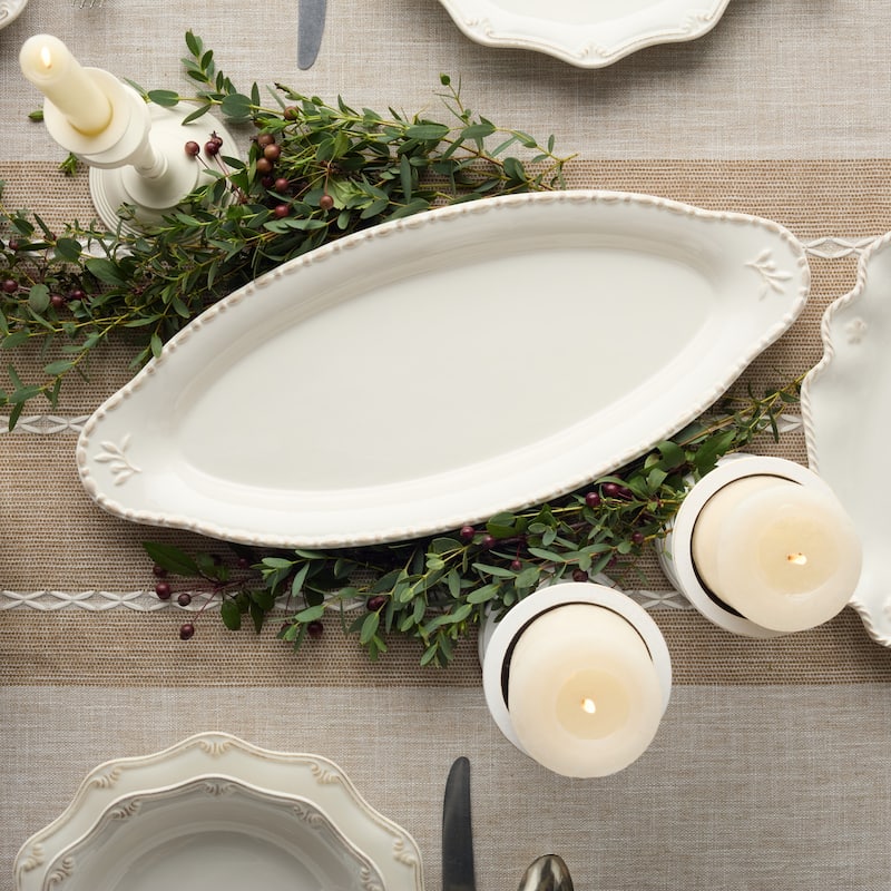 Certified International Heritage Oval Fish Platter 18" x 7.5". - 18"W x 7.5"D x 1.25"H