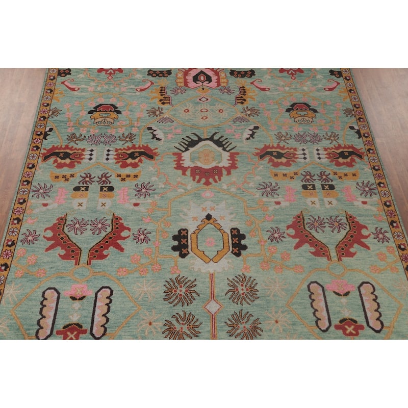 Light Green Heriz-Serapi Oriental Area Rug Handmade Wool Carpet - 8'11"x 11'9"