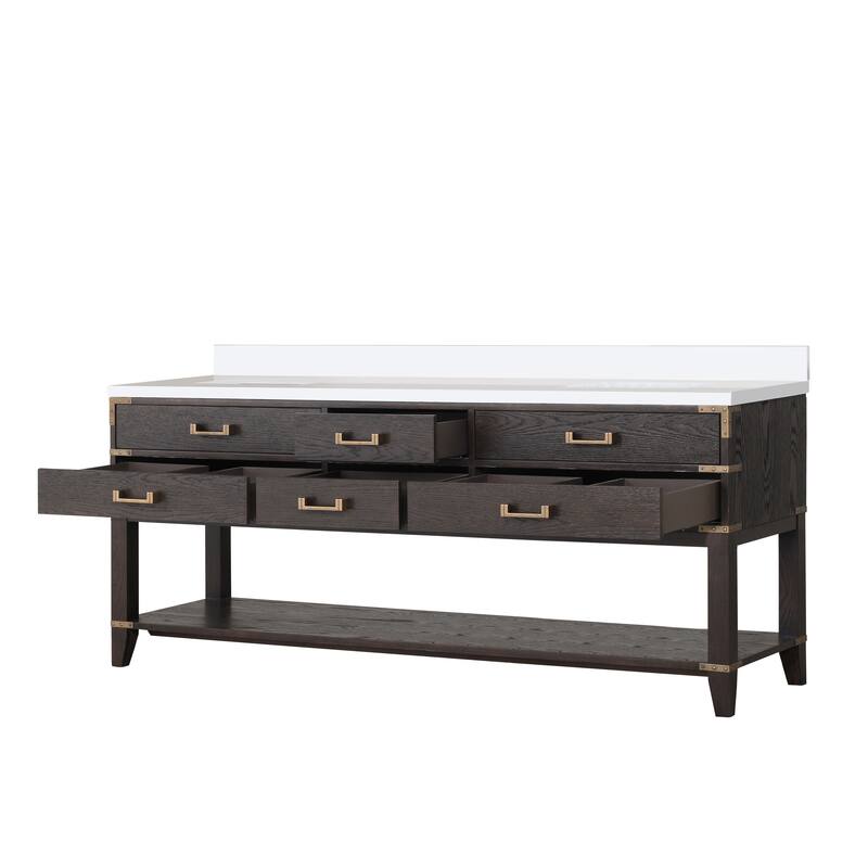 Norwalk 60 in W x 22 in D Black Oak Double Bath Vanity and Cultured Marble Top