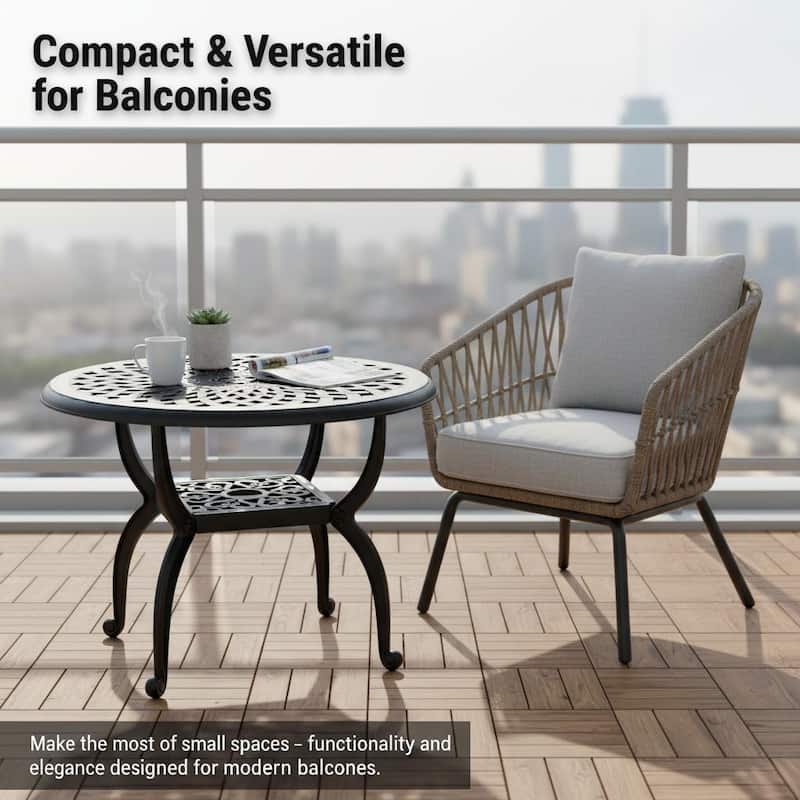 Modern Aluminum Round Coffee Table for Outdoor Spaces