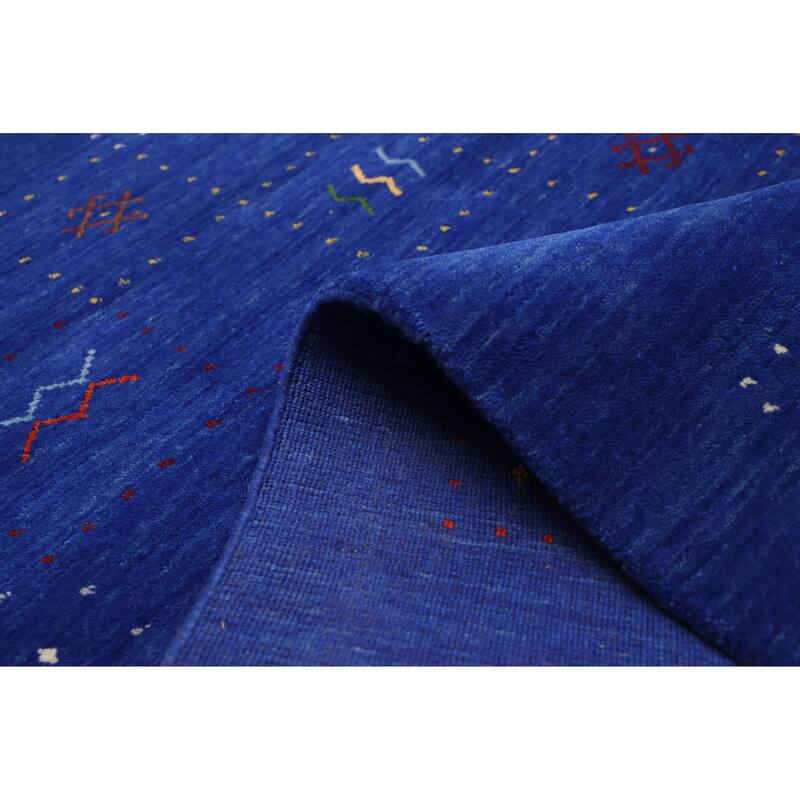 ECARPETGALLERY Hand Loomed Kashkuli Gabbeh Dark Blue Wool Rug - 5'4 x 7'8