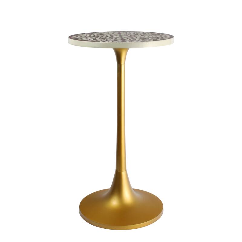 Miles 25" Modern Bohemian Metal/Resin Inlay Top End Table, by JONATHAN Y