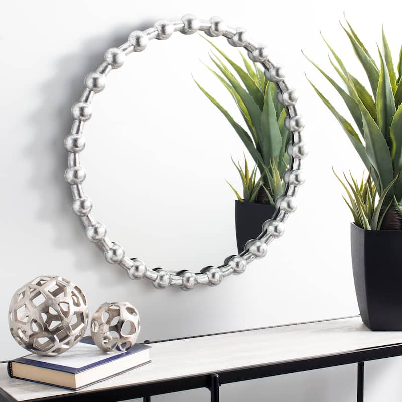 SAFAVIEH Sharde Silver 25-inch Round Decorative Mirror - 25" x 25" x 1.8" - 25Wx25Dx2H