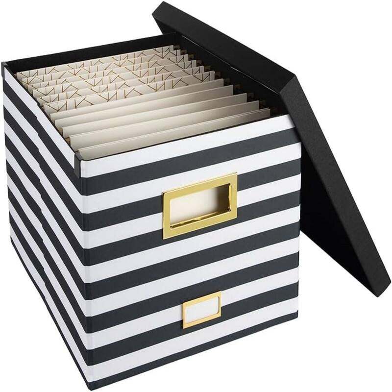 Portable File Box with Handle - Black