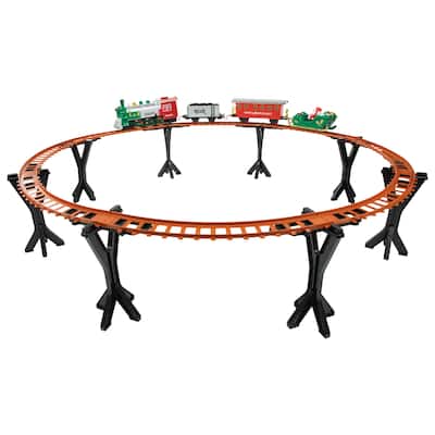 36 Pc Battery Operated Lighted and Animated Train Set with Raised Track and Sound - 9"