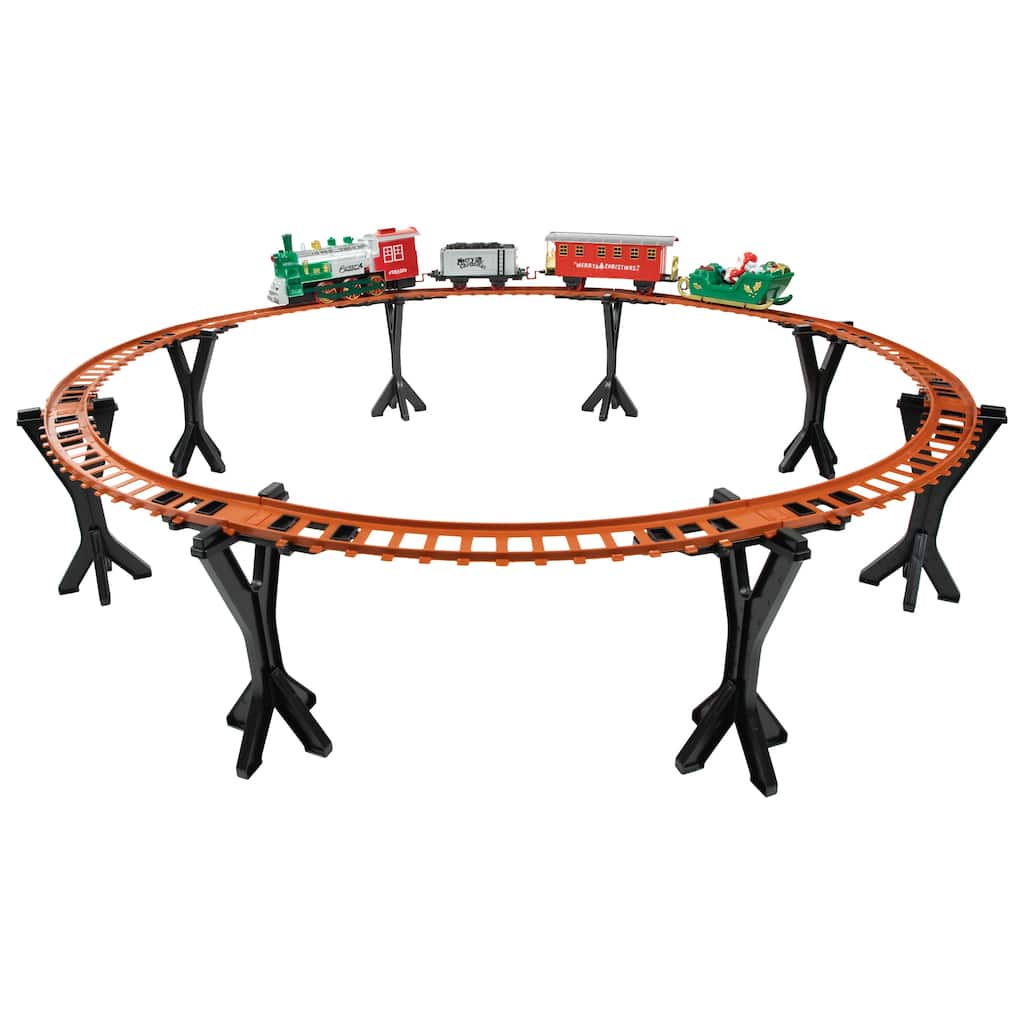 36 Pc Battery Operated Lighted and Animated Train Set with Raised Track and Sound - 9"