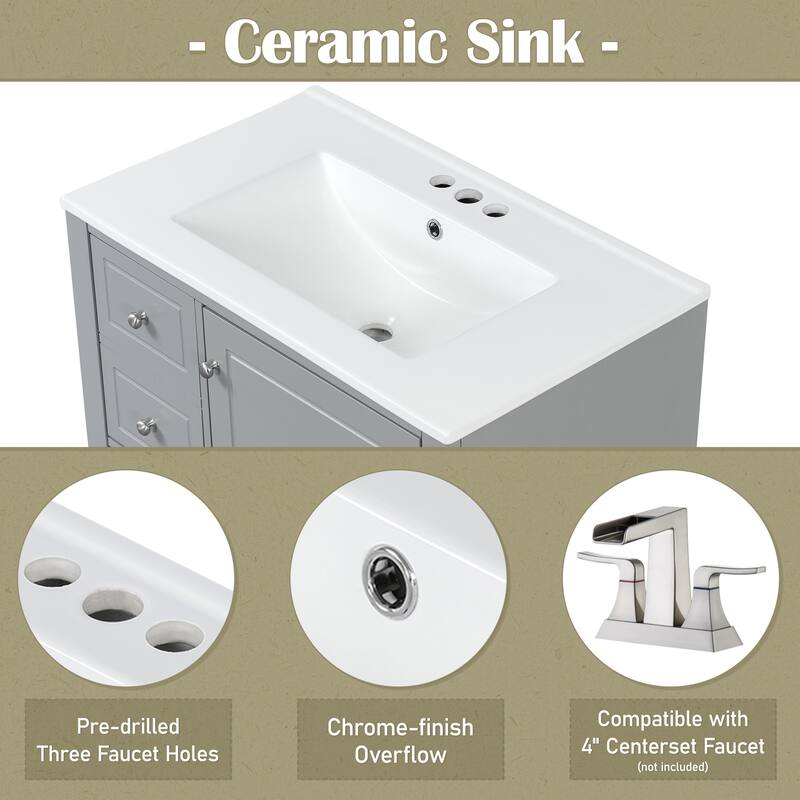 Bathroom Vanity with Sink,Shelf and Drawers