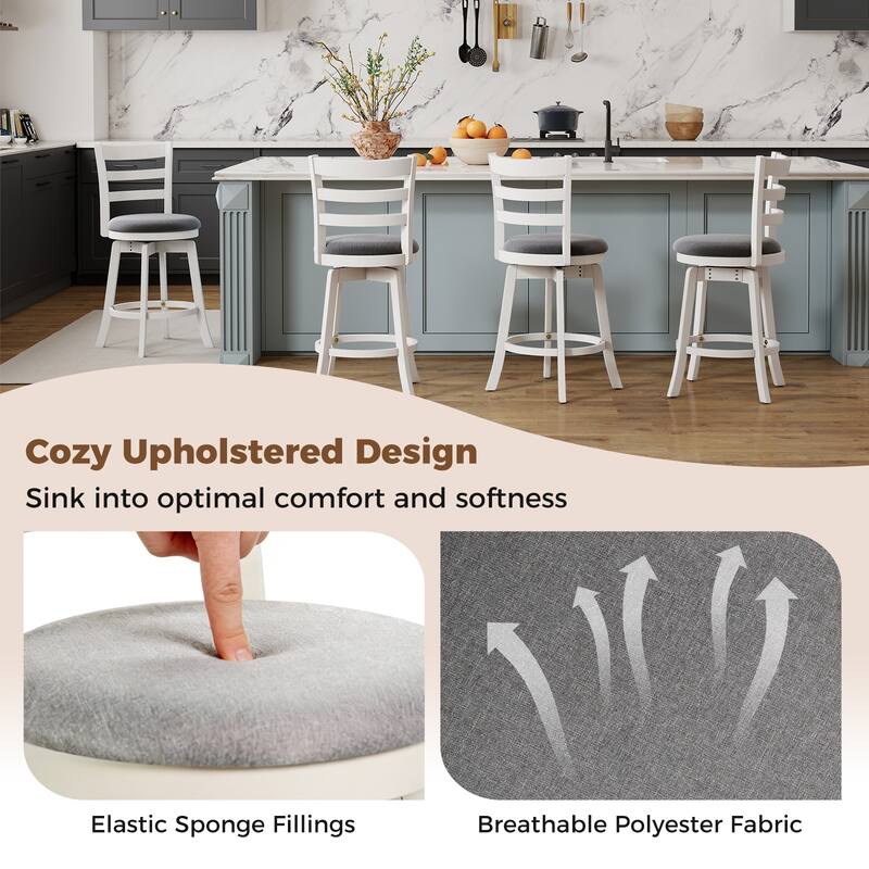 Gymax 25'' Swivel Counter Barstools Set of 2 w/Backrest & Upholstered