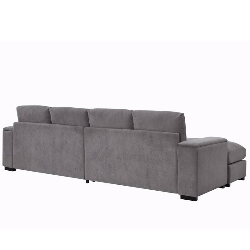 122" Corduroy Sectional Sofa with Two Movable Ottomans