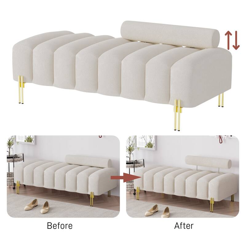 Ouyessir 52.2" Modern Channel Tufted Window Bench with Adjustable Back