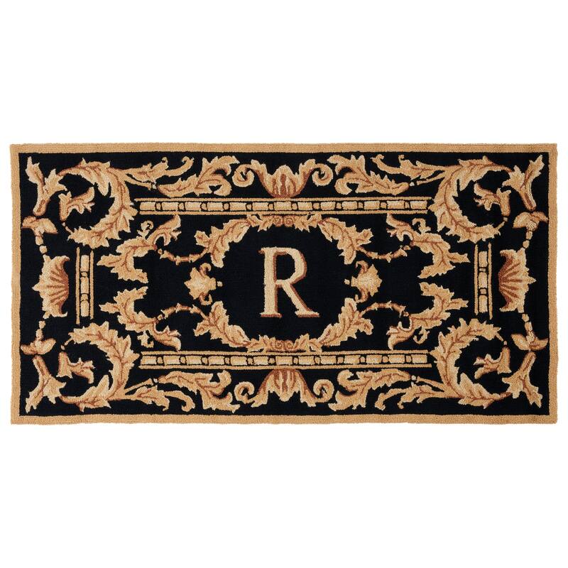 SAFAVIEH Handmade Monogram Berendine Casual Rug - 3' x 6' Runner - R - Black - Runner