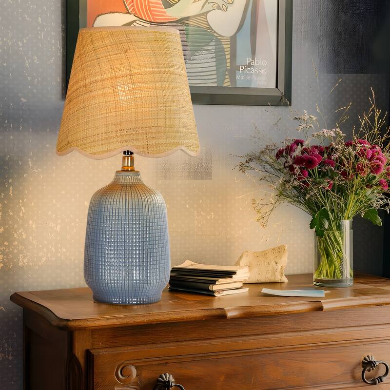18.9" Ceramic LED Table Lamp, Living Room Lamps For End Tables