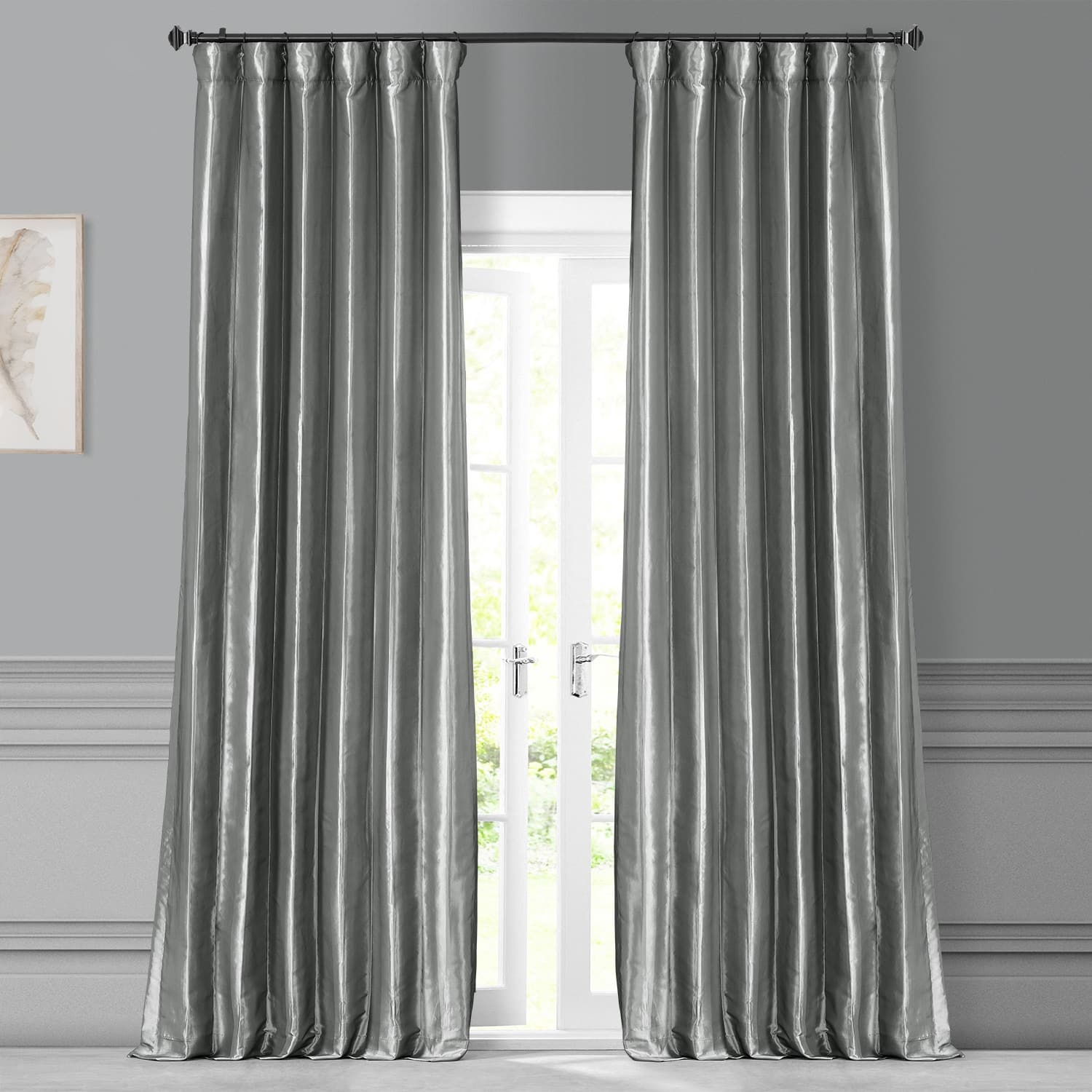 Exclusive Fabrics Solid Faux Silk Taffeta Platinum Single Curtain Panel On Sale Overstock 5624159 Exclusive Fabrics Solid Faux Silk Taffeta Platinum Single Curtain Panel On Sale Overstock 5624159