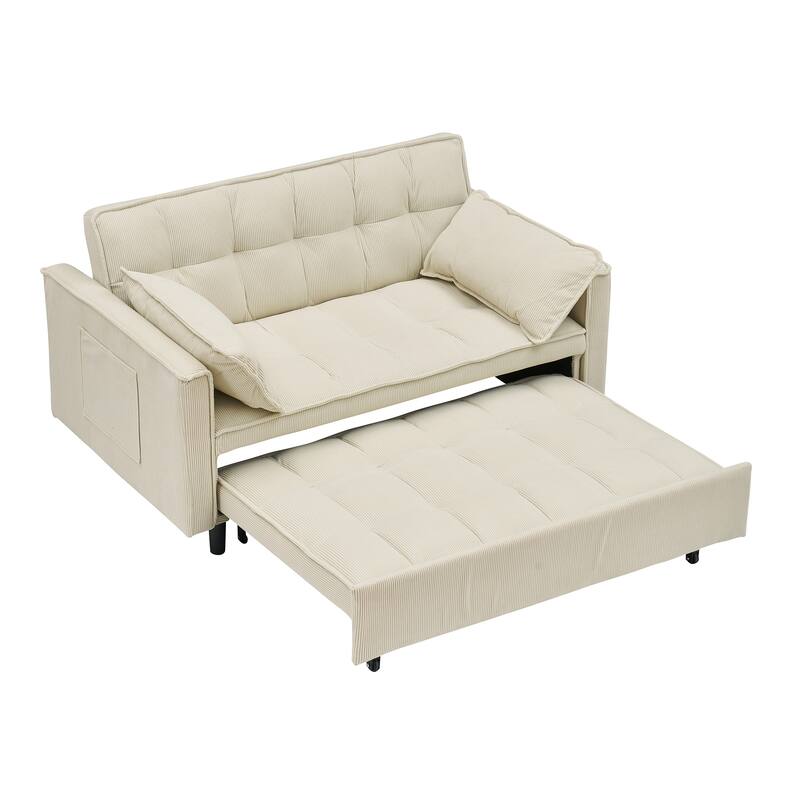 55" 3-in-1 Double Pull-Out Sofa Bed for Living Room