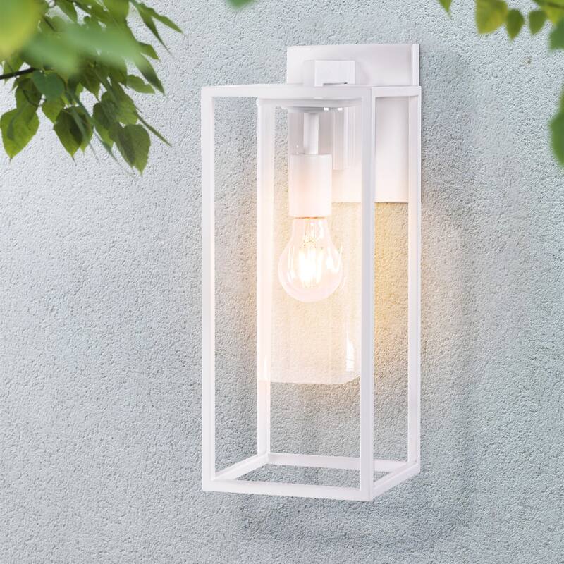 Outdoor Wall Sconce with Clear Glass - 6.25"Wx8.05"Dx15.75"H - White