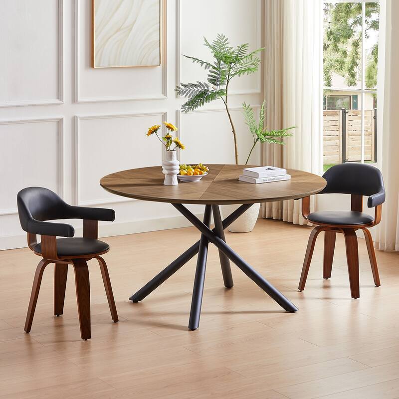 47.25'' Round MDF Coffee Table Cross Legs - Walnut