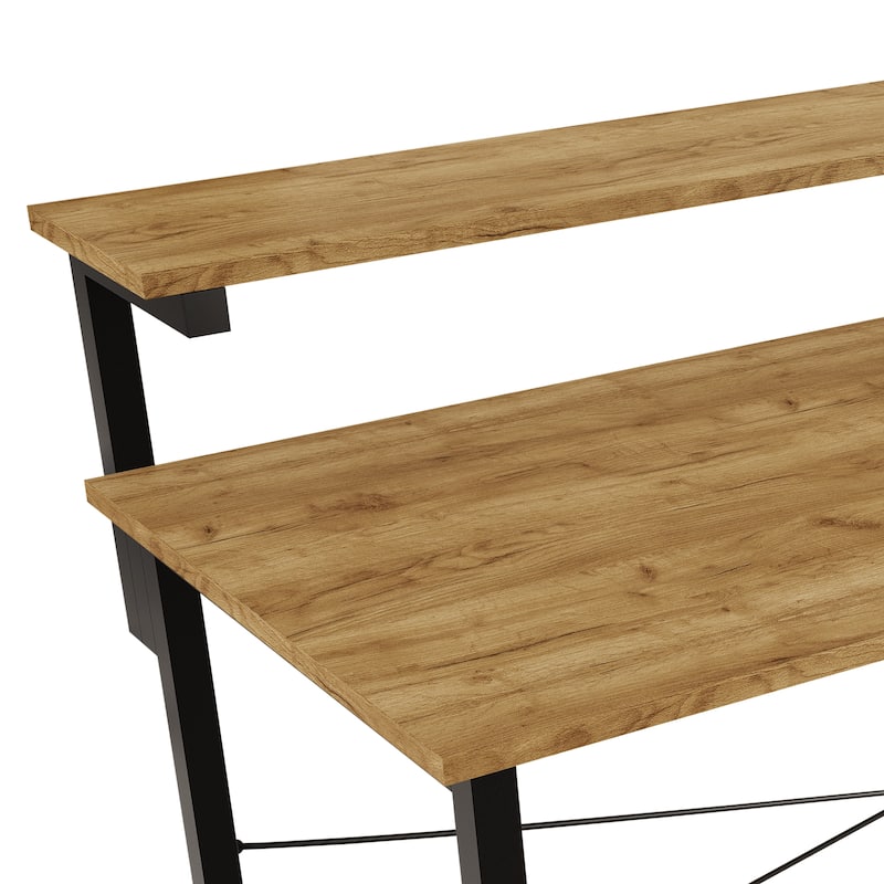 CraftPorch Minimalist 47-Inch Metal Computer Desk With Shelf