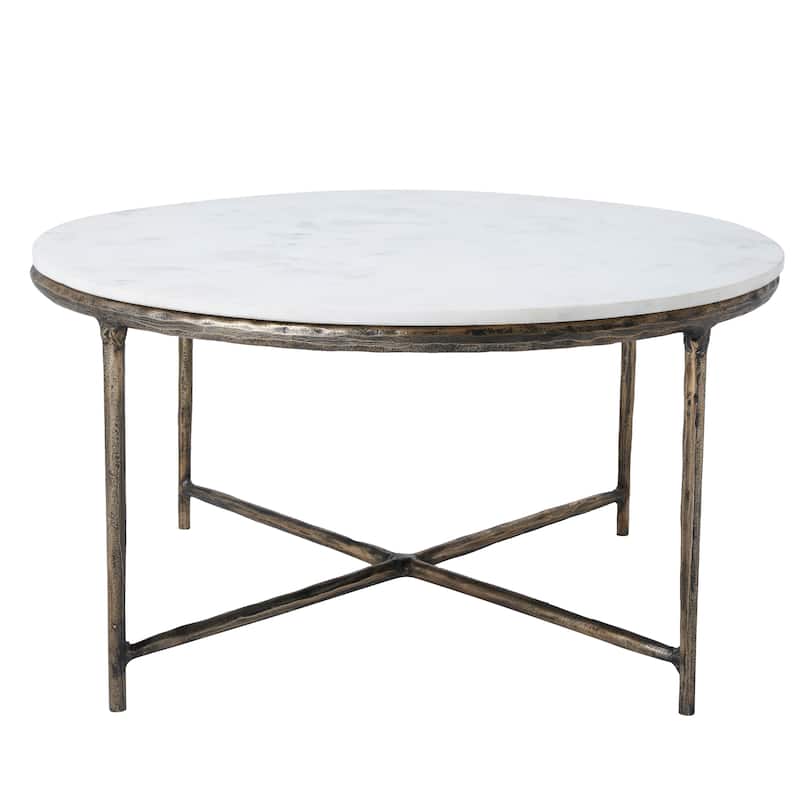 Renwil Pearse Indoor Cast Aluminum Coffee Table, Antique Brass