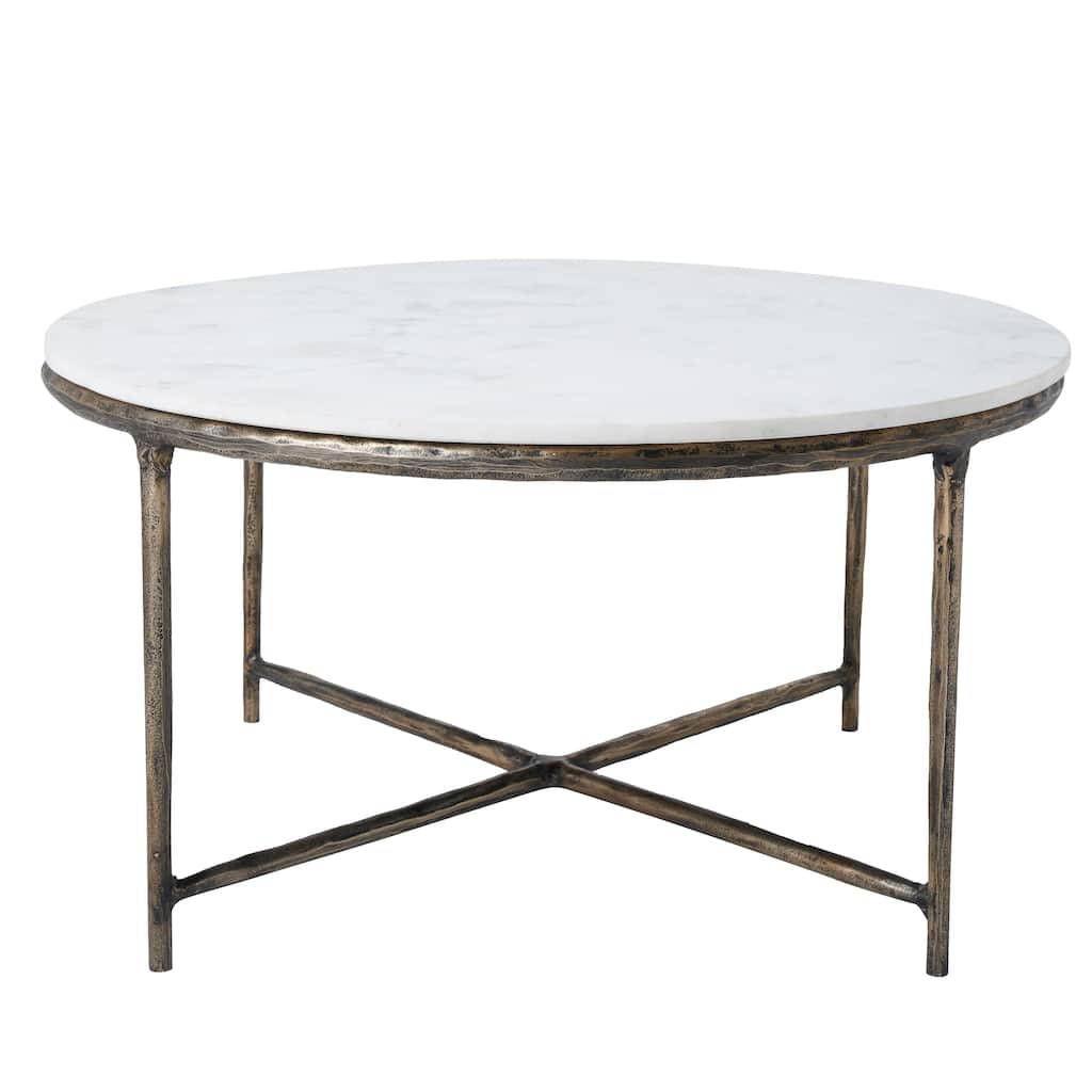 Renwil Pearse Indoor Cast Aluminum Coffee Table, Antique Brass