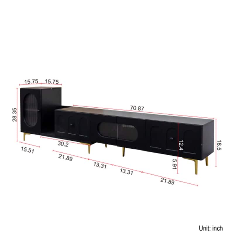 Wood Extendable TV Stand Rectangle Entertainment Center for Living Room Bedroom
