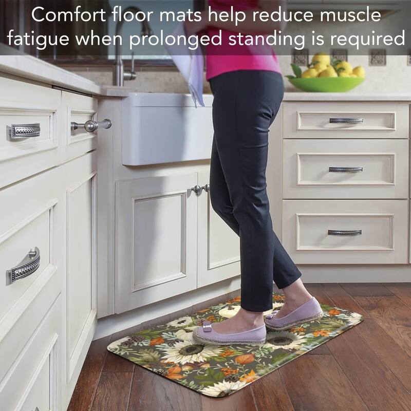 Farmhouse Fall 30” x 20” Decorative Comfort Floor Mat Manufactured in The USA, Waterproof, Reduces Muscle Fatigue, Easy to Clean