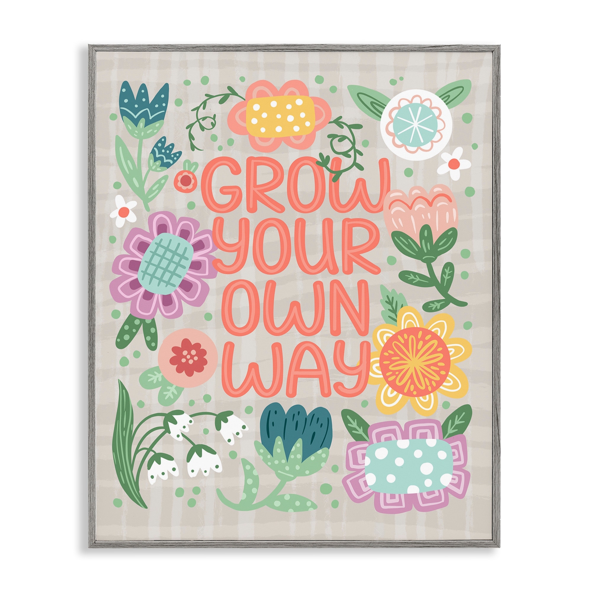 Stupell Grow Own Way Spring Plaid Framed Giclee Art Design By Jilly Jack Designs