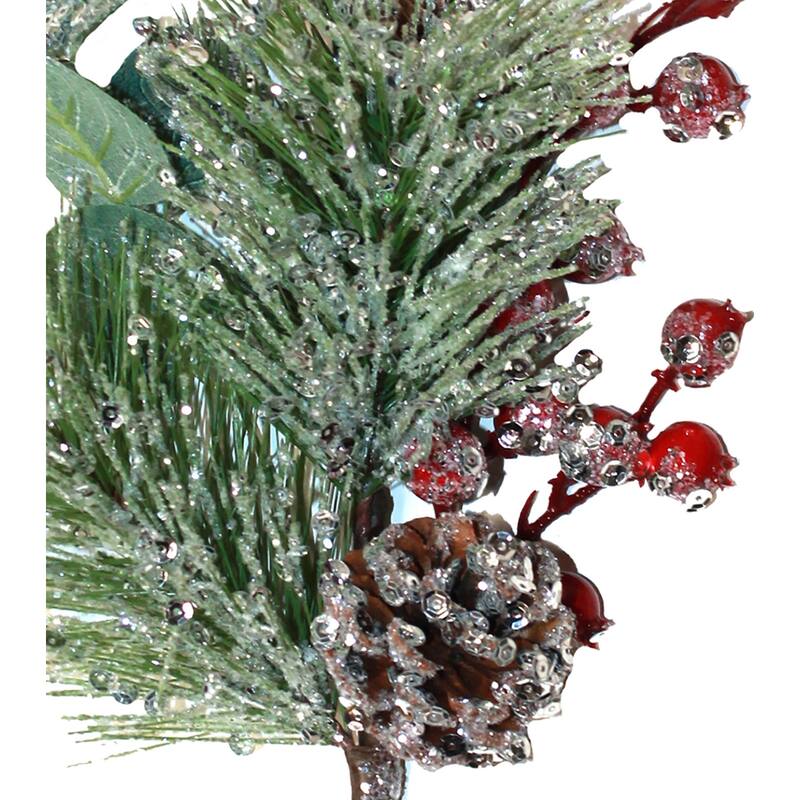 14" Christmas Icy Cone Berry Pine Pick, Set of 3 - 14