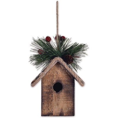Brown Birdhouse Ornament -Set of 2
