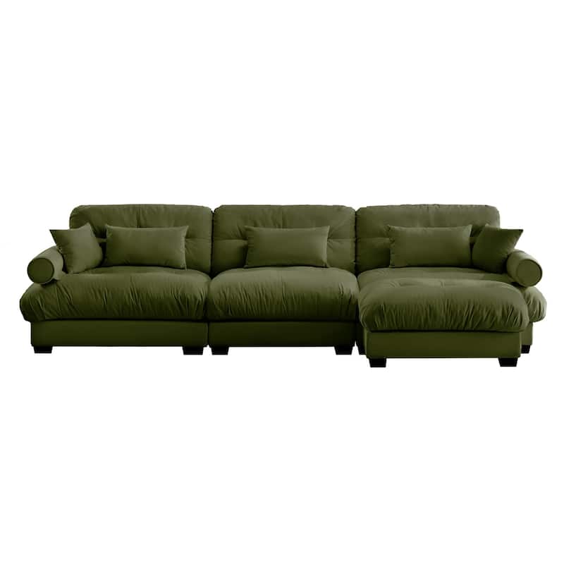 Modern Sectional Couch Comfortable Upholstered Sofa Set with Lumbar Pillow and Throw Pillow for Living Room