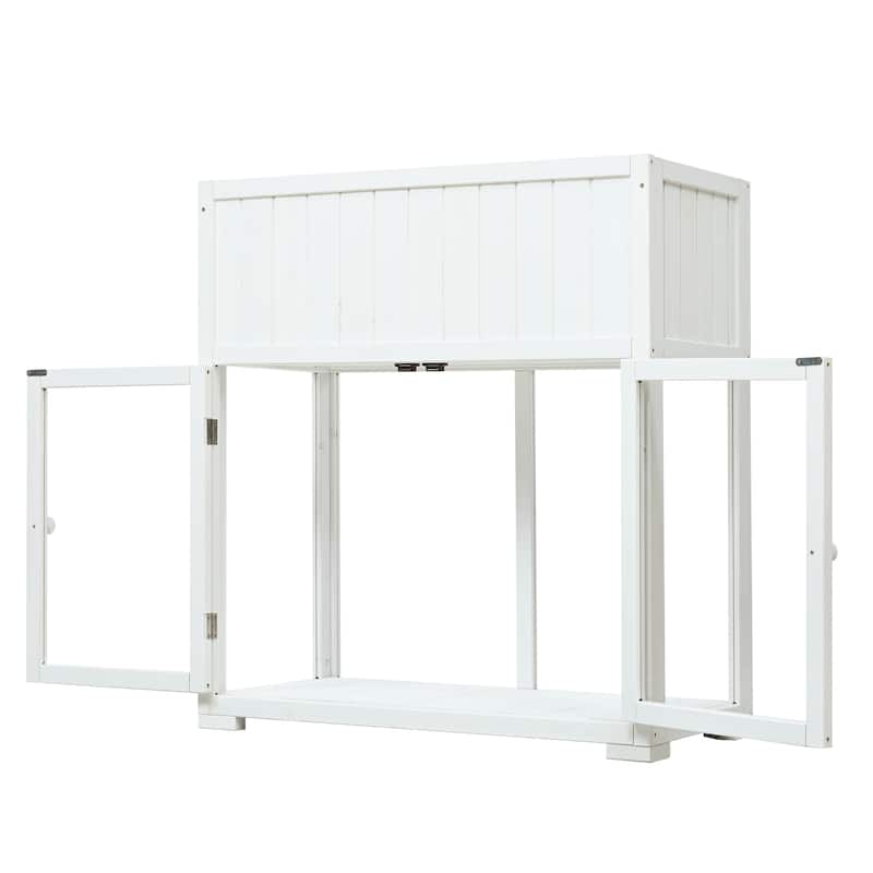 35.4''x17.7''x37.4'' Patio Mini Wood Cold Frame Compact 2 Doors Garden Greenhouse