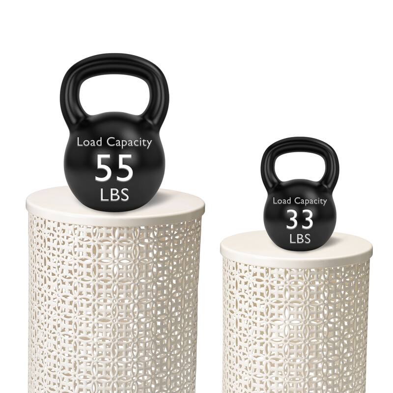 Glitzhome Set of 2 19.25"H & 16.5"H Multi-functional Metal Outdoor Table Garden Stool