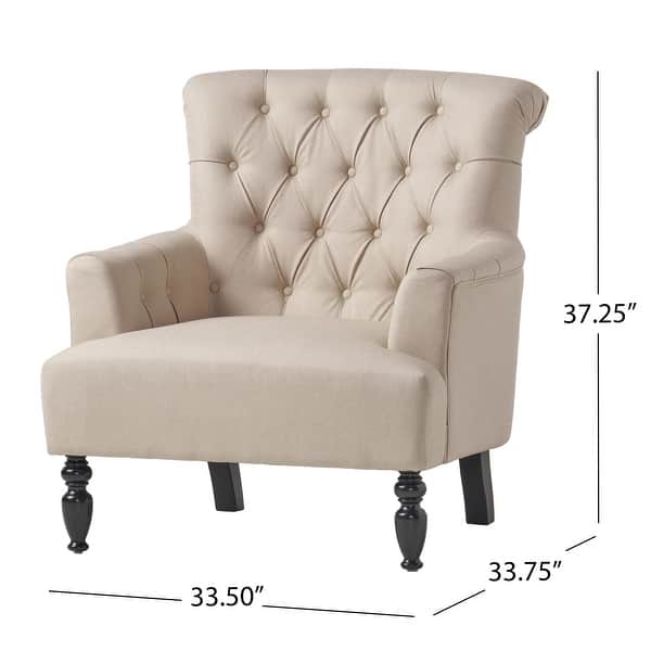 dimension image slide 1 of 2, Bernstein Tufted Club Armchair w/ Rolled Backrest by Christopher Knight Home