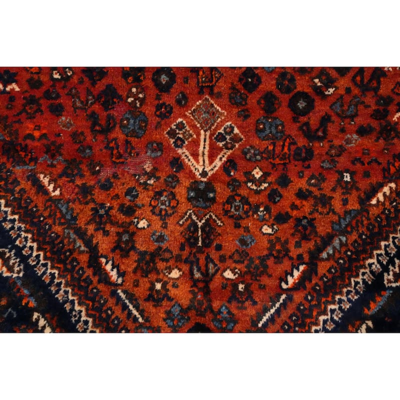 Hand Knotted Oriental 100% Wool Carpet Traditional Medallion Oranges & Rust Shiraz Area Rug - 9' 9'' X 7' 3''