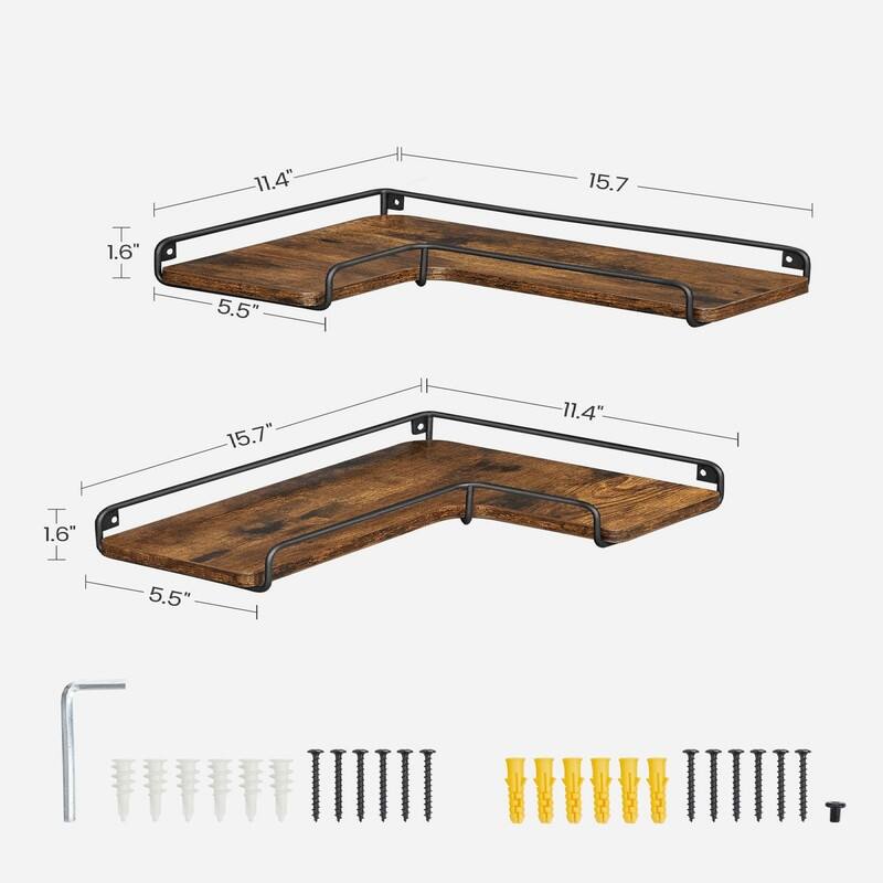 Corner Shelf Wall Mount Set of 2 - 15.7"D x 5.5"W x 1.6"H