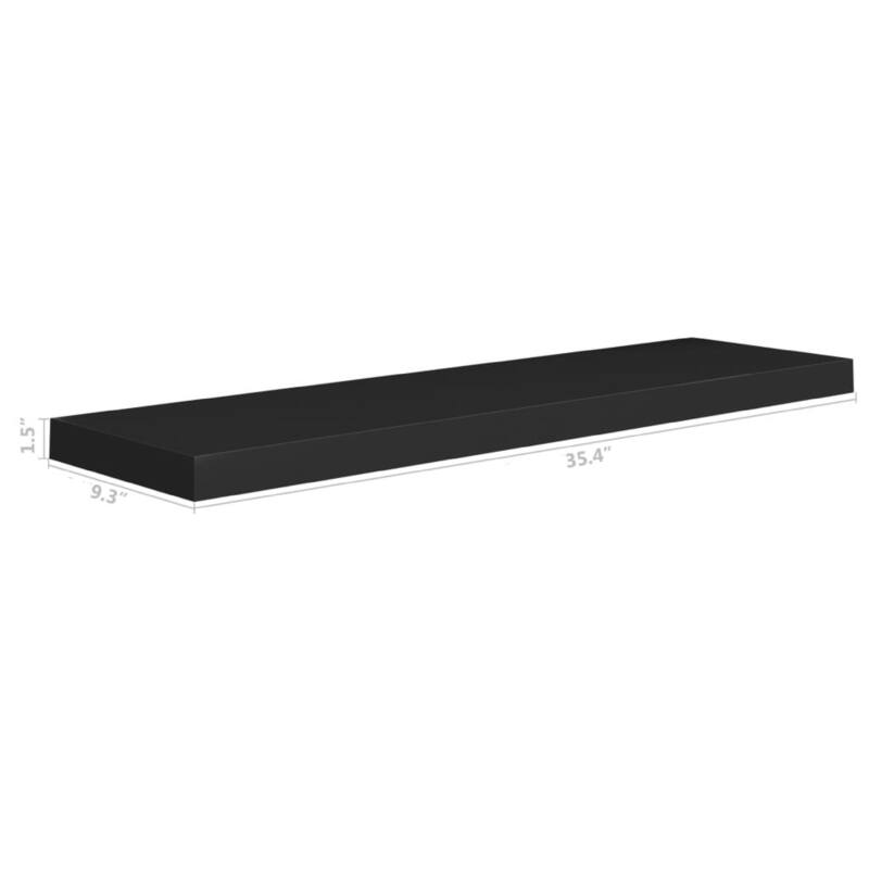 Zyno Floating Wall Shelf, 35 Inch, Matte Black MDF Body