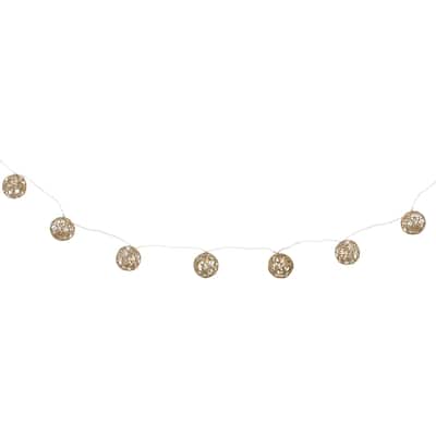 6.75ft LED Lighted B/O Gold Wire Ball Christmas Lights - Warm White Lights - 6.75'