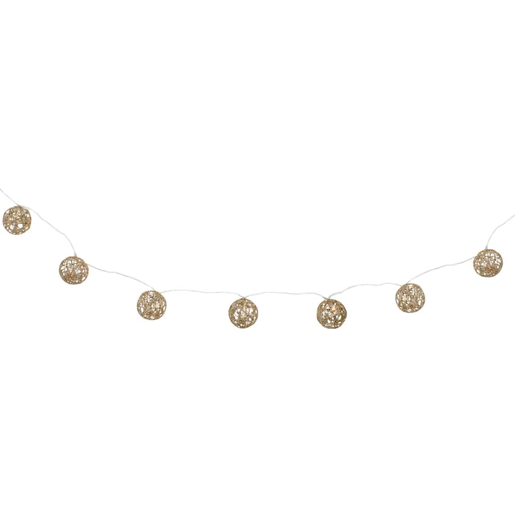 6.75ft LED Lighted B/O Gold Wire Ball Christmas Lights - Warm White Lights - 6.75'