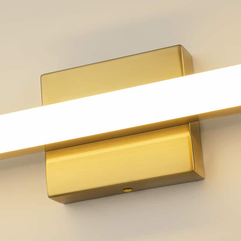 23.6 in. 1-Light Modern Black/Gold Linear Bathroom Vanity Light over Mirror Integrated LED Wall Light