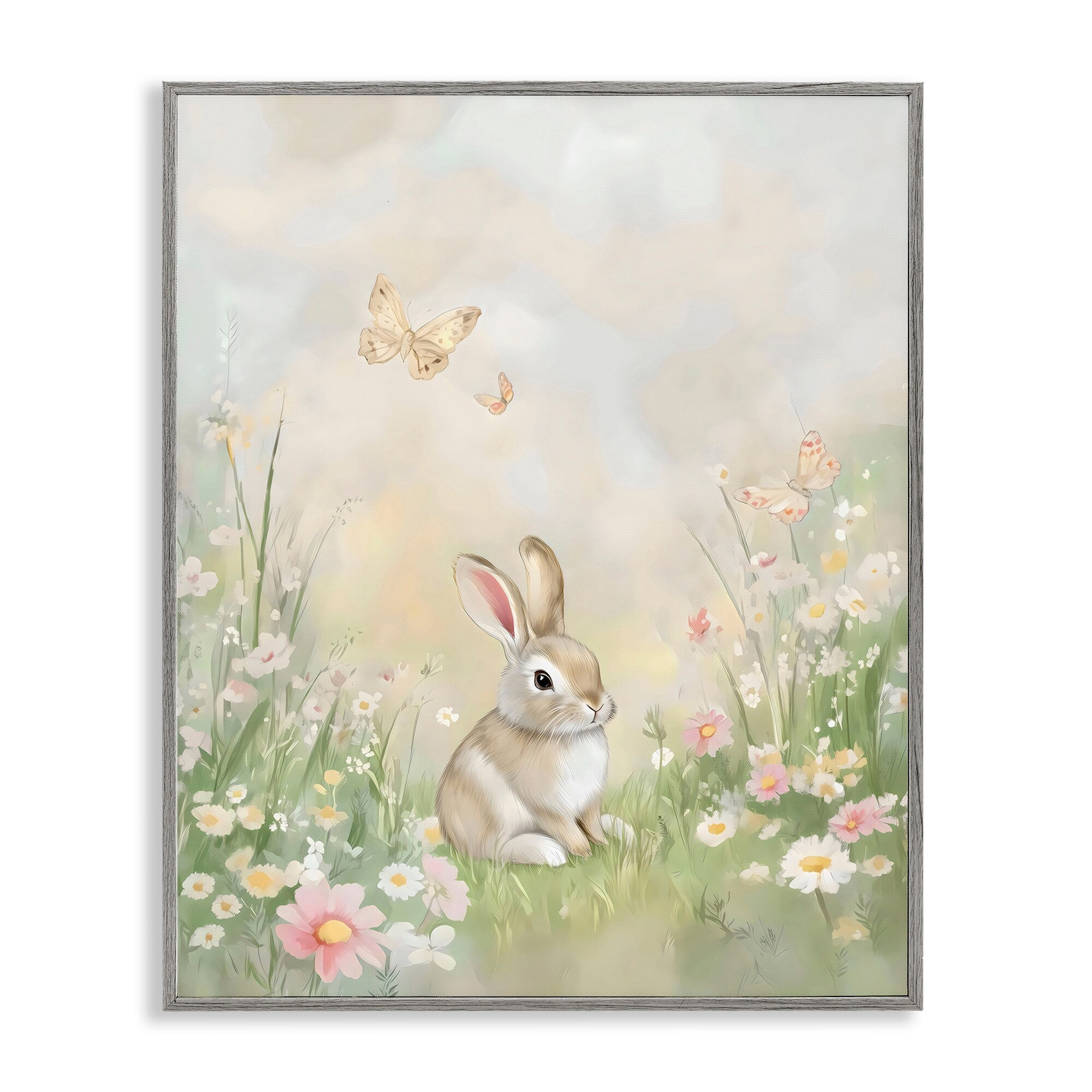 Stupell Nursery Bunny in Meadow Framed Giclee Art Design By Arlington Prints